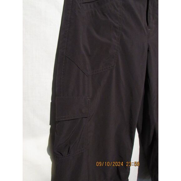 ATHLETA LONG SHORTS BLACK SIZE 8 WOMEN'S CARGO SIDE POCKETS WORKOUT TIES AT LEG - Picture 2 of 12